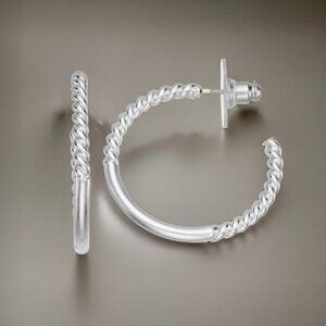 Napier Twisted Hoop Silver Tone Earrings